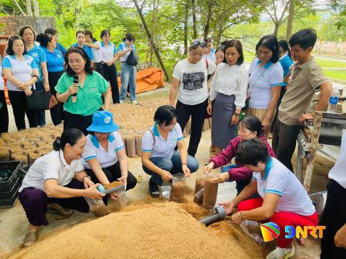 Hội Liên hiệp Phụ nữ phường Liên Chiểu tổ chức tập huấn kỹ thuật sản xuất nấm, trang bị kiến thức, kỹ năng giúp hội viên phát triển kinh tế hộ gia đình và khởi nghiệp. Ảnh: ĐVCC
