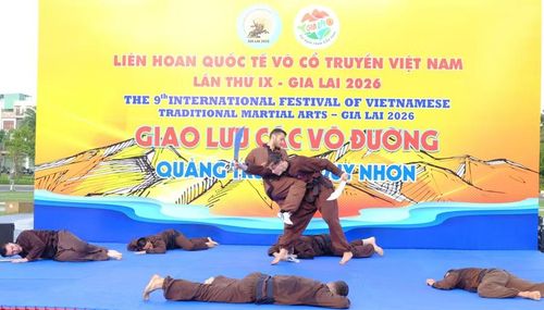  Các màn biểu diễn của môn phái Sơn Long Quyền Thuật. Ảnh: NGỌC NHUẬN 