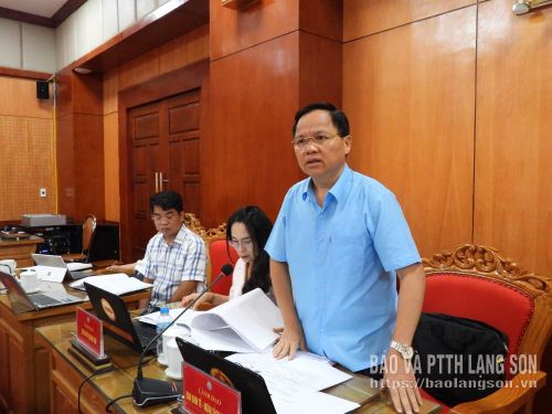 Lãnh đạo Ban Kinh tế Ngân sách HĐND tỉnh nêu ý kiến tại phiên họp