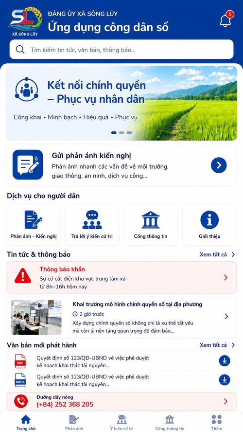 Ứng dụng công dân số của xã Sông Lũy