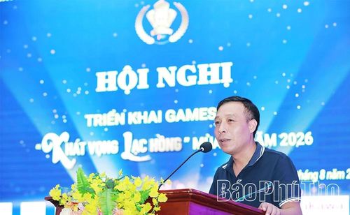 Đại diện Báo và phát thanh, truyền hình Phú Thọ thông tin về công tác chuẩn bị Gameshow "Khát vọng Lạc Hồng" mùa 5.