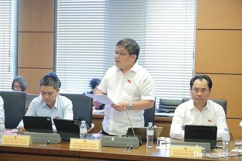  Đại biểu Võ Thanh Tùng, Hiệu trưởng Trường Đại học Khoa học, Đại học Huế tham gia thảo luận. Ảnh: Đoàn ĐBQH thành phố cũng cấp