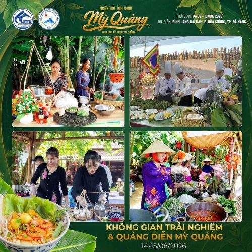 Nhằm bảo tồn, vinh danh và nâng tầm thương hiệu Mỳ Quảng trở thành sản phẩm du lịch đặc trưng của thành phố, Hiệp hội Văn hóa Ẩm thực TP. Đà Nẵng (DCCA) phối hợp cùng UBND Phường Hòa Cường tổ chức "Ngày hội tôn vinh Mỳ Quảng - Tinh hoa ẩm thực xứ Quảng 2026". Ảnh: DCCA