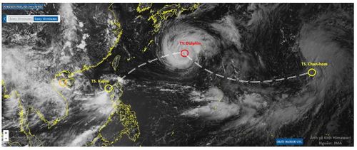  Ba cơn bão đồng thời hoạt động ở Tây Bắc Thái Bình Dương. Ảnh: JMA 