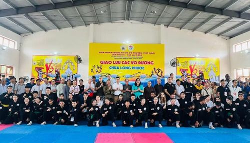 Thông qua hoạt động giao lưu, các đoàn võ thuật trong và ngoài nước có thêm cơ hội gặp gỡ, trao đổi kinh nghiệm. Ảnh: P.L