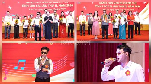 Các thành viên Đội văn nghệ Câu lạc bộ tẩm quất người mù tỉnh Lào Cai tham gia cuộc thi "Tiếng hát từ trái tim" và giành nhiều giải thưởng.
