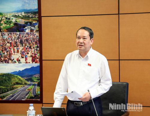 Đại biểu Mai Văn Tuất, Phó Bí thư Tỉnh ủy, Trưởng Đoàn ĐBQH tỉnh Ninh Bình tham luận tại Tổ.