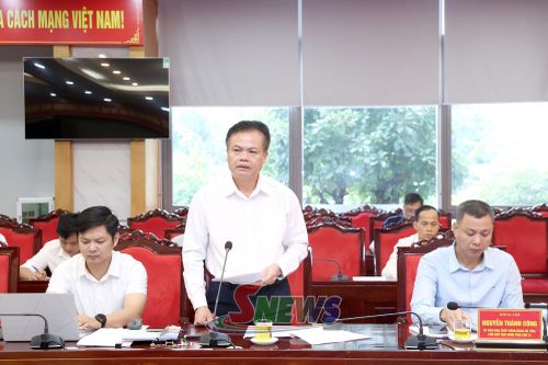Đồng chí Giám đốc Sở Nông nghiệp và Môi trường phát biểu tại cuộc làm việc.