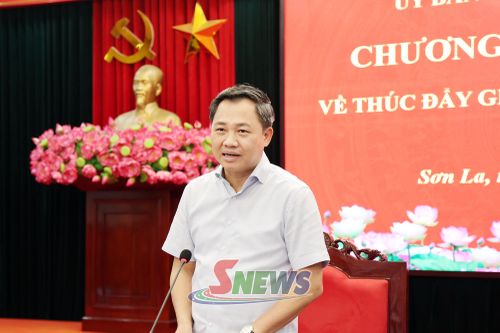Đồng chí Chủ tịch UBND tỉnh phát biểu chỉ đạo tại chương trình làm việc.