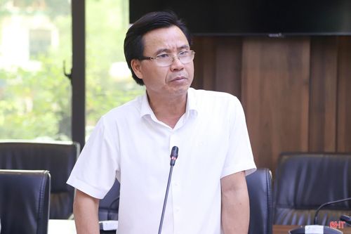 Giám đốc Sở Nông nghiệp và Môi trường tỉnh Hà Tĩnh Lê Ngọc Huấn phát biểu tại buổi làm việc.