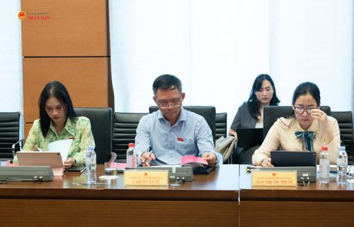 Các ĐBQH dự thảo luận tại Tổ 11 sáng 6/8