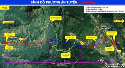 Bình độ phương án tuyến hầm đường bộ Hoàng Liên. Ảnh: CTV