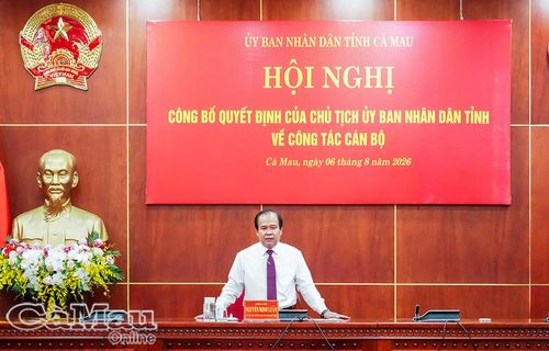 Phó Chủ tịch UBND tỉnh Nguyễn Minh Luân phát biểu giao nhiệm vụ, đề nghị các đồng chí được bổ nhiệm phát huy tinh thần trách nhiệm, đoàn kết, hoàn thành tốt nhiệm vụ được giao.