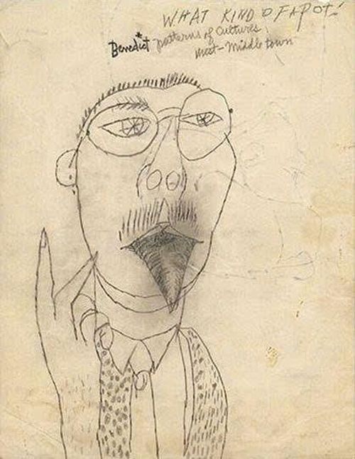  Tác phẩm Robert Lepper, Vô đề (Hí họa Robert Lepper) của họa sĩ Andy Warhol. Ảnh: Chụp từ sách Đây là Warhol. 
