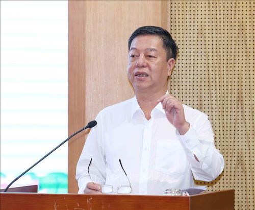Ông Vũ Trọng Lâm, Giám đốc - Tổng Biên tập Nhà xuất bản Chính trị quốc gia Sự thật trình bày tham luận tại hội nghị. Ảnh: Phương Hoa/TTXVN