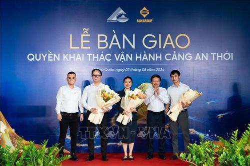 Quang cảnh lễ bàn giao Cảng An Thới Phú Quốc (An Giang). Ảnh: TTXVN phát