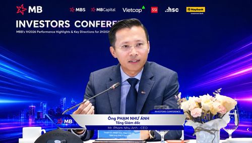 Ông Phạm Như Ánh, Tổng giám đốc Ngân hàng TMCP Quân đội (MB) tại Hội nghị Nhà đầu tư bán niên 2026. Ảnh: MB