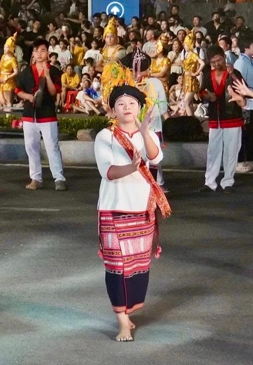 Nghệ nhân Lê Thị Thu Huế (trú thôn Suối Đá, xã Canh Vinh) biểu diễn tại một sự kiện văn hóa. Ảnh: NVCC