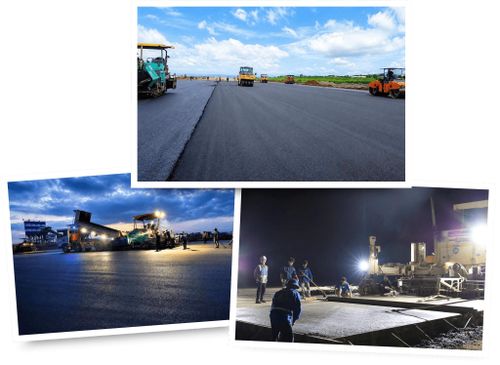 Ngày đêm thi công để đường bay sớm hoạt động trở lại. Ảnh: Diễm Thương