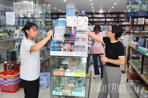 Các gia đình lựa chọn đồ dùng học tập cho con em, chuẩn bị bước vào năm học mới.