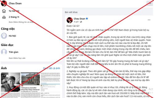 Lẩn trốn ở hải ngoại, Đoàn Bảo Châu vẫn đăng tải trên facebook các thông tin vu khống, công kích cơ quan chức năng.