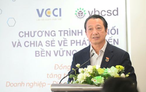 Ông Nguyễn Quang Vinh, Phó Chủ tịch VCCI, Chủ tịch VBCSD nhấn mạnh, phát triển bền vững không chỉ là mục tiêu, mà cũng là phương thức để doanh nghiệp cùng đồng hành với Chính phủ và địa phương kiến tạo những động lực tăng trưởng mới cho Việt Nam. Ảnh: Đào Tuấn