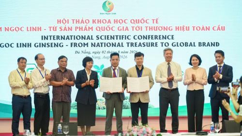 Lãnh đạo thành phố chứng kiến lễ trao các biên bản ghi nhớ hợp tác (MoU) giữa Hội Sâm Ngọc Linh Quảng Nam (thành phố Đà Nẵng) và Hiệp hội Sâm Geumsan (Hàn Quốc) về phát triển sâm và dược liệu.