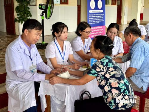Khám chẩn đoán bệnh cho người dân ở xã Kim Bảng. Ảnh: Bùi Thọ