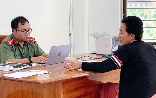 Đối tượng Nguyễn Thị Bích Phượng làm việc với Cơ quan Công an. Ảnh: Công an Gia Lai