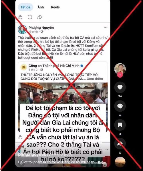 Phượng đăng tải nhiều bài viết có nội dung sai sự thật về vụ cướp ngân hàng. Ảnh chụp màn hình