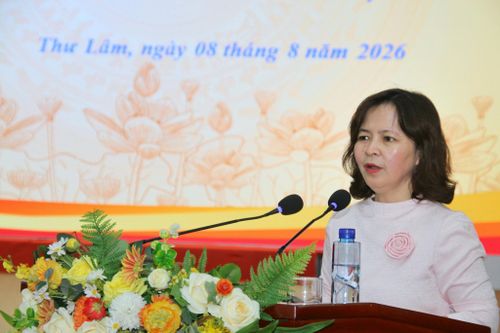 Bí thư Đảng ủy xã Thư Lâm Nguyễn Thị Thanh Tâm phát biểu chỉ đạo. Ảnh: Vũ Linh