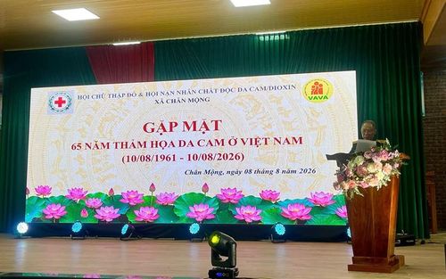 Ông Nguyễn Thanh Bình, Chủ tịch Hội Nạn nhân chất độc da cam/dioxin xã Chân Mộng phát biểu