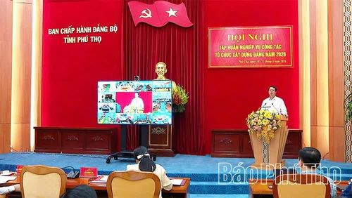 Toàn cảnh hội nghị tập huấn nghiệp vụ công tác tổ chức xây dựng Đảng năm 2026.