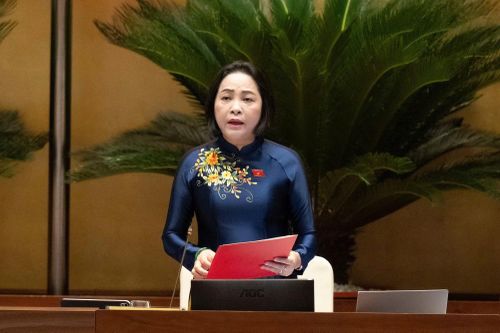 Phó Chủ tịch Quốc hội Nguyễn Thị Thanh điều hành thảo luận tại hội trường.