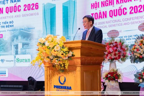 PGS.TS Trần Đức Phấn - Chủ tịch Hội Di truyền Y học Việt Nam phát biểu tại hội nghị.