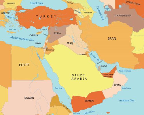 Kuwait có vị trí địa chiến lược, nằm bên bờ vịnh Ba Tư, giáp Iraq và Saudi Arabia, gần Iran. Ảnh minh họa: GIS Geography 