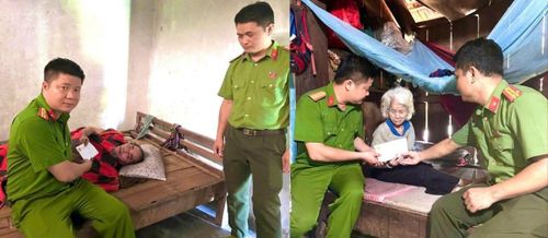 Công an xã Trà Giáp thăm hỏi, động viên các gia đình chính sách, khó khăn trên địa bàn xã.