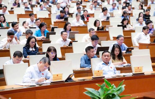  Thủ tướng Chính phủ Lê Minh Hưng, Thường trực Ban Bí thư Trần Cẩm Tú cùng các đại biểu tham dự phiên thảo luận. Ảnh: QUANG PHÚC 