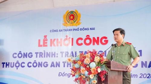 Thiếu tướng Nguyễn Đức Hải, Giám đốc Công an Tp.Đồng Nai phát biểu tại lễ khởi công xây dựng Trại Tạm giam số 1.