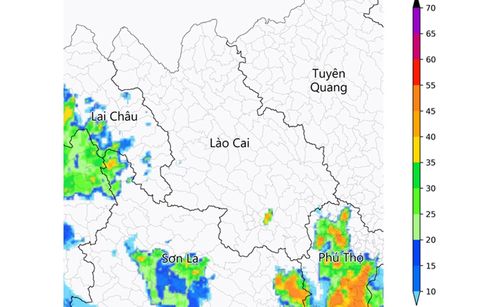 Ảnh radar thời tiết tỉnh Lào Cai lúc 05h00 ngày 11/8/2026 (Nguồn: Trung tâm Mạng lưới KTTV Quốc gia, http://hymetnet.gov.vn)
