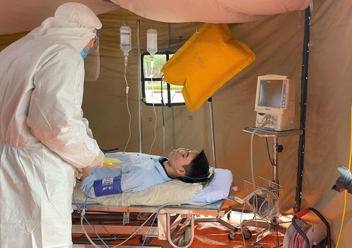 Sở Khoa học và Công nghệ Hà Nội tổ chức diễn tập ứng phó y tế trong sự cố bức xạ và hạt nhân. Ảnh: PV