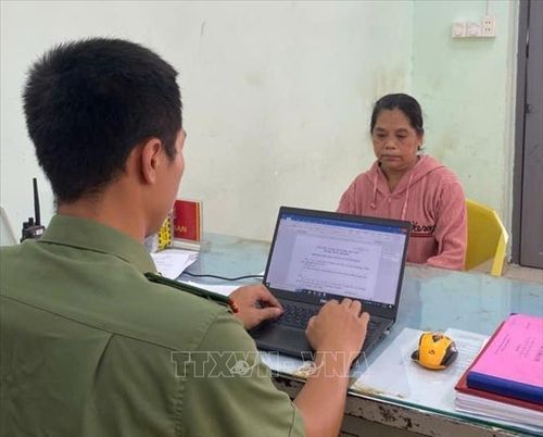 Triệu Thị Tâm tại cơ quan công an. Ảnh: TTXVN phát