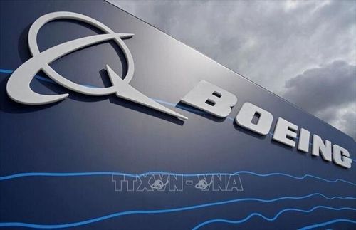Biểu tượng hãng chế tạo máy bay Boeing. Ảnh: IRNA/TTXVN