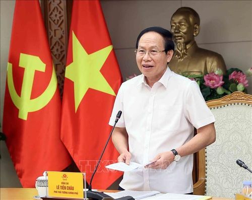 Phó Thủ tướng Lê Tiến Châu phát biểu tại buổi làm việc. Ảnh: An Đăng/TTXVN