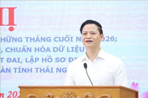 Ông Vương Quốc Tuấn, Chủ tịch UBND tỉnh Thái Nguyên phát biểu tại hội nghị.