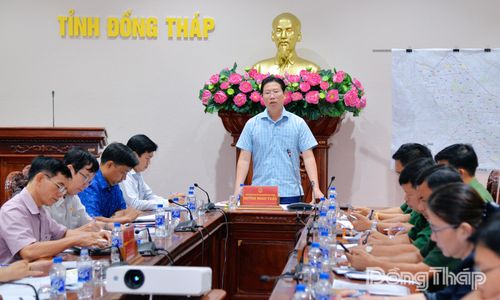 Đồng chí Huỳnh Minh Tuấn phát biểu tại buổi làm việc.