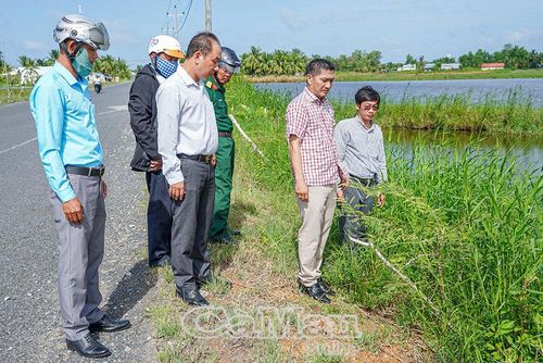 Đoàn công tác kiểm tra việc trồng, chăm sóc cây xanh, giữ gìn vệ sinh môi trường tại xã Vĩnh Lộc.