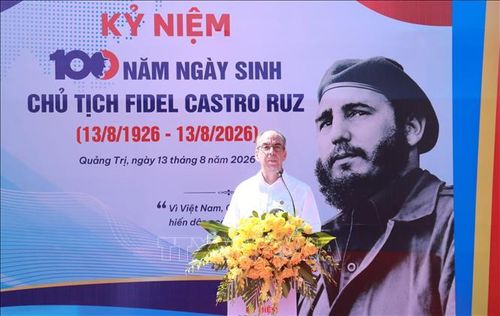 Đại sứ Cuba tại Việt Nam Rogelio Polanco Fuentes phát biểu tại buổi lễ. Ảnh: Tường Vi – TTXVN