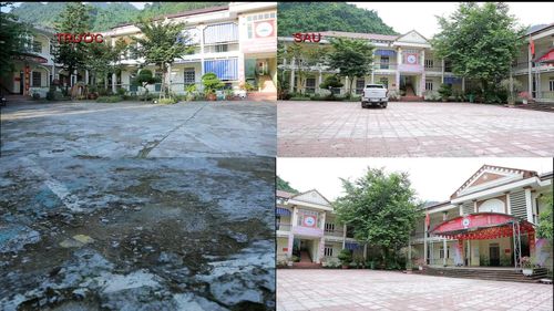 Công trình sân trường an toàn tại Trường PTDT Bán trú Tiểu học số 1 xã Phong Hải, tỉnh Lào Cai.