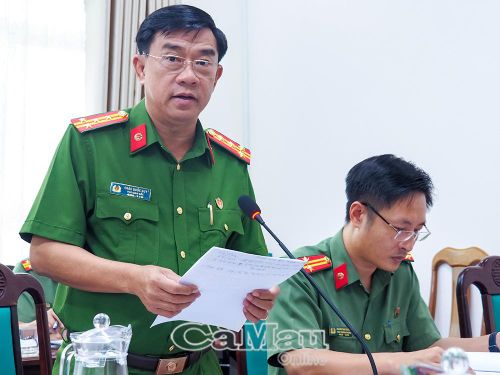 Đại tá Châu Quốc Huy, Phó Giám đốc Công an tỉnh, thông tin về Dự thảo Nghị quyết quy định nguyên tắc, tiêu chí, định mức phân bổ vốn ngân sách Nhà nước thực hiện Chương trình MTQG phòng, chống ma tuý đến năm 2030 trên địa bàn tỉnh Cà Mau.